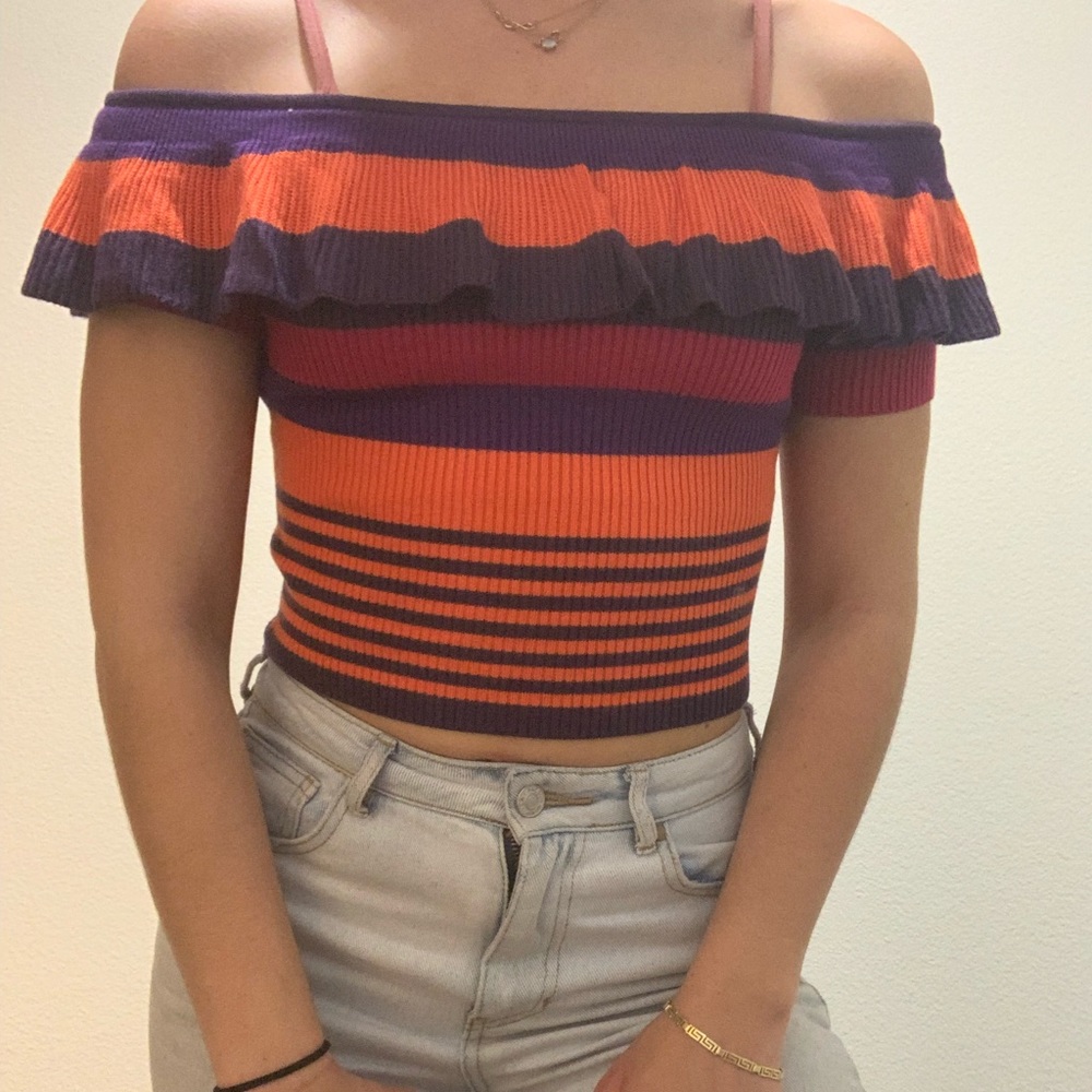 Cropped stripped sweater